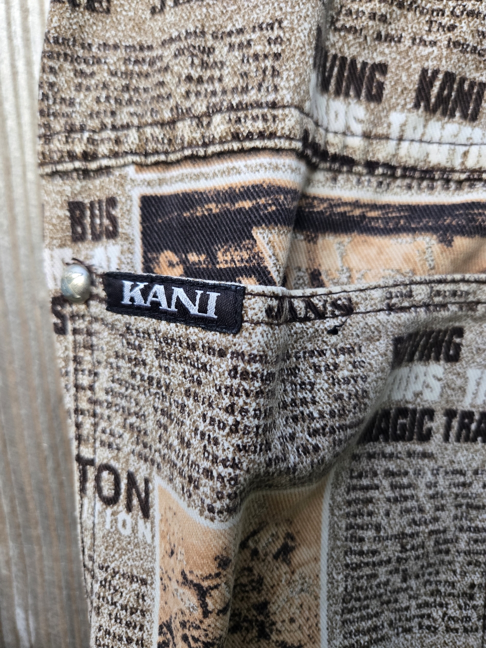 Karl Kani Brown & Tan Vintage Newspaper-Print Denim Set - Picture 10 of 16